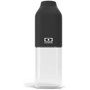 MONBENTO - Waterfles MB Positive M Onyx 500ml - Compacte Lekvrije fles voor Wolwassenen en Kinderen - Ideaal voor Kantoor, Sport of Picknick - Vrij van BPA - Nul Afval - Zwart