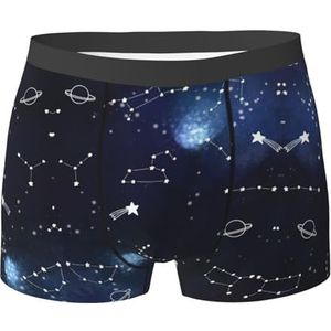 EdWal Cluster of Stars in Night Sky-print, atletisch ondergoed voor heren, boxerslip, zacht ondergoed, Zwart, XXL