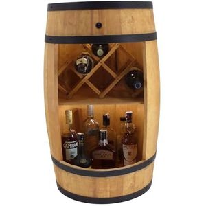 CREATIVE COOPER Vat bar met wijnhouder - wijnrek led houten vat huisbar 80x50cm - rustieke decoratieve barkast wijnstandaard - wijnkast (lichtbruin)