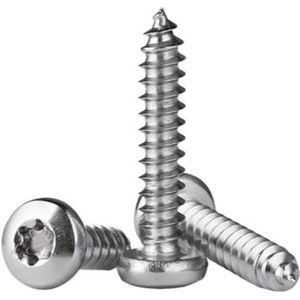 10-50 stuks M2.9/M3.5/M4.2/M4.8 304 roestvrijstalen ronde kop torx-zelfsnijdende veiligheidsschroeven, M2,9 x 8 mm