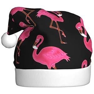 EKYOSHCZ Mooie Roze Flamingo's Kerstman Hoed Voor Volwassenen Kerst Hoed Xmas Vakantie Hoed Voor Nieuwjaar Party Supplies