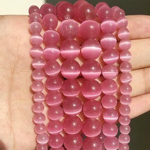 4-12mm kleurrijke natuurlijke kattenoogstenen kralen voor armbanden, losse kralen, diy sieraden maken, bedels, kettingen, accessoires, benodigdheden - fuchsia - 4,0 mm, ongeveer 90 s