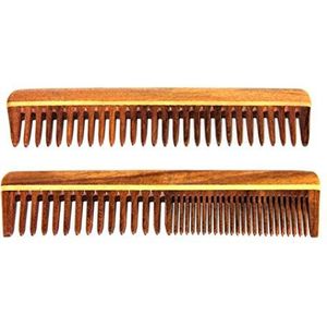 eSplanade Houten kam voor mannen & vrouwen (Set van 2) - Sheesham hout handgemaakte anti-statisch haar, baard, snor kam.