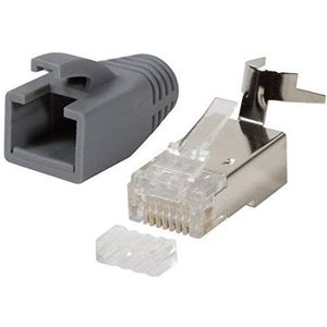 odedo Grijze krimpconnectoren, 10 stuks, CAT 7, CAT 7A, CAT 6A, installatiekabel tot 8 mm, 10 Gbit Ethernet voor flexibele of stijve geleiders, 1,2 mm tot 1,45 mm, modulaire stekker afgeschermd