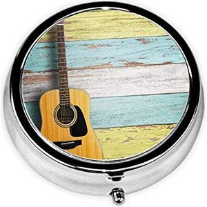 Mooie Gitaar Gedrukt Pil Doos 3 Component Mini Kleine Pil Case Leuke Pil Organizer Draagbare Ronde Pil Container Houder Om Vitaminen Medicatie