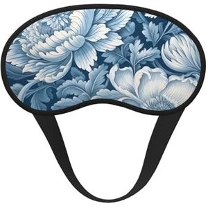Slaapoogmasker voor dames en heren, zacht, comfortabel slaapmasker, verduisterend, slaapoogbedekking voor reizen, yoga, dutje ploegenwerk, blauw-wit bloemenpatroon