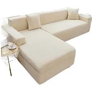 Fluwelen Stretch Sofa Cover for 1/2/3/4 Seat L-vormige sectionele bankhoezen Premium meubelbeschermer Antislip met elastische banden for huisdieren Honden(Color:L Yellow,Size:Single seat(90-140cm))