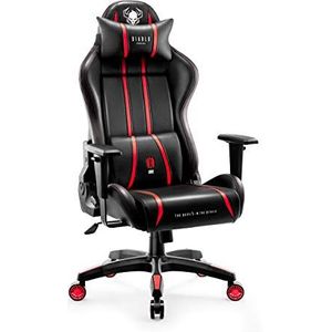 Diablo X-One 2.0 Gaming Stoel Gamestoel Bureaustoel Verstelbare Armleuningen Ergonomisch Ontwerp Nek- / Lendenkussen Imitatieleer Kantelfunctie Zwart-Rood Normal (L)