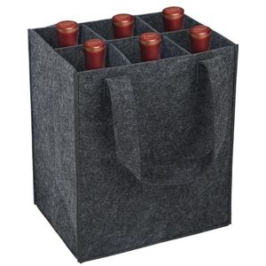 Flessentas met 6 vakken, 3 mm dik vilt, flessenhouder, flessenzak, herbruikbaar, geschikt voor feesten, reizen en picknicks (24 x 18 x 28 cm), donkergrijs, Modieus, modern