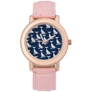 Beluga Walvis Horloges voor Vrouwen Mode Sport Horloge Dames Lederen Horloge