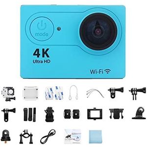 Action Camera, Waterdichte Actie Camera 4K Ultra HD 4K Actie Camera 1080P/30fps 2.0-inch Scherm 170D Soepele Stabilisatie(32G Card,Blue)