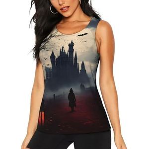 Gloomy and Witch Sport Gym Vest Top voor Vrouwen, Sneldrogende Ronde Hals Mouwloos T-shirt Atletisch Workout Vest Lichtgewicht Yoga Tee Shirt Zomer Ademend Tank Tops, 3 D, S