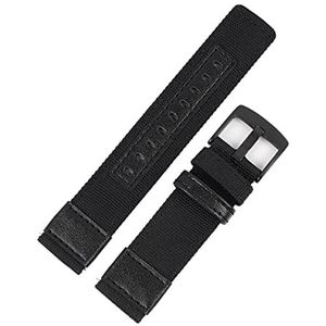 Chlikeyi Horlogebandje van nylon, leer, 20 mm, 22 mm, snelsluiting, reservearmbanden voor mannen en vrouwen, Zwart, 22 mm, strepen
