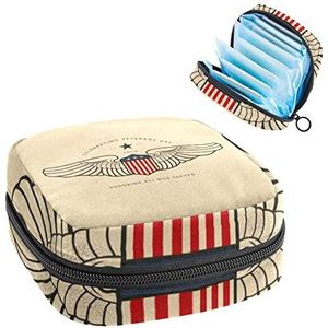 vieren veteranen dag, Periode Pouch Draagbaar, Tampon Opbergtas,Tampon Houder voor Portemonnee Vrouwelijke Product Organizer, Meerkleurig, 4.7x6.6x6.6 in/12x17x17 cm