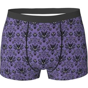 ZJYAGZX Haunted Mansions Boxershorts met print voor heren - comfortabele onderbroek voor heren, ademend, vochtafvoerend, Zwart, XL