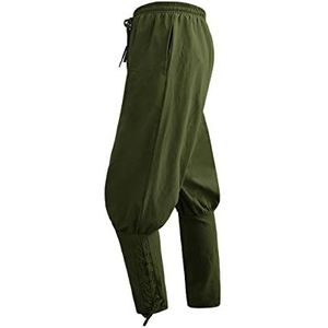 Halloween kostuum heren middeleeuws piratenkostuum broek veterbroek renaissance steampunk vrijetijdsbroek vampier cosplay carnaval kostuum (groen, XL)