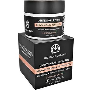 The Man Company Lightening Lip Scrub with Brown Sugar, Almond Oil, Vitamin E, Coconut Oil & Argan Oil for Dry & Chapped Lip, Restore Natural Color, Nourishes, Moisturizes, Brightening, 10Gm