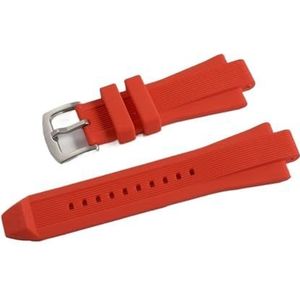 Jeniko 29 Mm X 13 Mm Horlogeband Compatibel Met Mk8184 8729 9020 MK8152 MK9020 MK9026 Siliconen Horlogebandaccessoires Met Verhoogde Mond (Color : Red Silver Buckle, Size : 29mm)