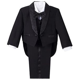 Lito Angels Baby Jongen Smoking Kostuums & Blazers Pak Set van 5 Stuks (Tuxedo Jasje, Shirt, Vest, Broek, Vlinderdas) Bruiloft Feest Kleding Outfit Maat 86 (Leeftijd 12-18 Maanden) Zwart