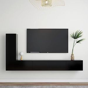 CBLDF Meubels-sets-3-delige tv-kast set zwart ontworpen hout