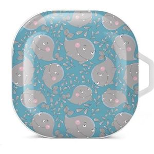 Grappige walvis oordopjes hoesje compatibel met Samsung hard shell beschermhoes witte stijl