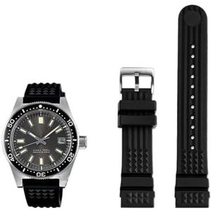 Fit for Seiko PROSPEX voorouder mm serie replica SLA017J1 SLA039J1 siliconen rubber horlogeband 20mm 22mm (Color : A black silver, Size : 20mm)