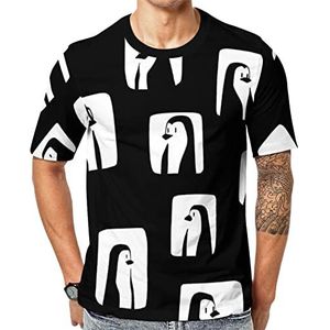 Leuke pinguïn heren korte mouw grafisch T-shirt ronde hals print casual T-shirt tops 4XL