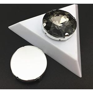 7st Sew On Glass Crystal Round Baoshihua Met Claw Rhinestone Multi Colors 27mm Sew-on Stone Flat Top-clear grey,18mm 10st,steen in zilveren klauw