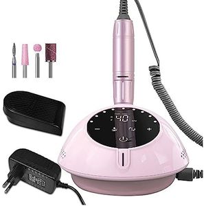 Nagelvijl elektrisch, 40000 RPM nagelboormachine met HD-display, manicuremachine Nieuwe upgrade elektrische nagelvijl met snijder, nail art salongereedschap(YK207 Pink-A)