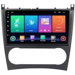 Dubbele DIN Android 14 autoradio voor Mercedes Benz C-CLASS 2004-2011 9 Duim QLED Touch screen-met Draadloze Carplay Android Auto GPS navigatie 4G WiFi Stuurwielbediening achteruitrijcamera(P3 WIFI 4-