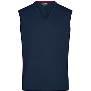 James & Nicholson Heren V-pullunder - klassiek gesneden trui van hoogwaardig katoen, Donkerblauw, S