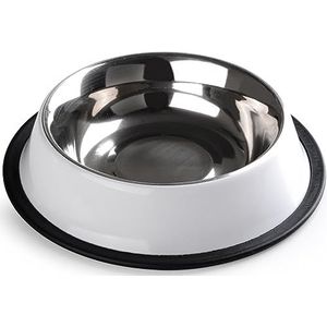 STILGUT Voedingsbak voor hond en kat, aluminium voederbak 0,2 l, hondenbak, kattenbak, waterbak - wit/zilver