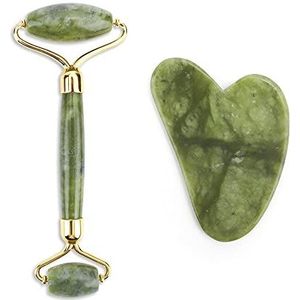 Jade Roller Massager voor Gezicht Roller Gua Sha Jade Stone Face Massager Dunne Face-B Set Geen Doos