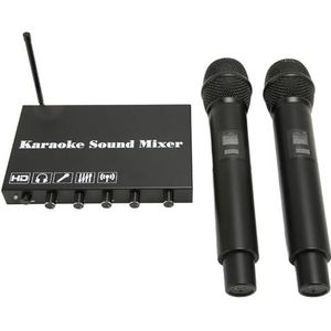 Draadloos Microfoon-karaoke-mixsysteem, Helder Geluid Plug and Play Professioneel Hoogwaardig Dubbel Draadloos Microfoonsysteem voor Computers en Luidsprekers (EU-stekker)
