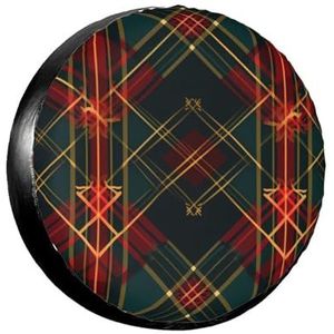 Rood Zwart Plaid Check Reserveband Cover 15 In, Universele Wielbandenhoezen Stijlvolle Reservewiel Protector, All-Weather Uv-bestendige Bandenhoes Voor Bandendiameter 27,5 - 29,5 inch