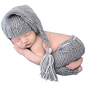 Matissa Pasgeboren fotografie rekwisiet baby kostuum schattig gehaakt gebreide muts pet meisjes jongens luier schoenen