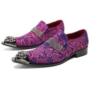ZZveZZ Paarse Leren Schoenen For Heren Zomer Ademende Zakelijke Verhoogde Casual Schoenen (Color : Purple, Size : 47 EU)