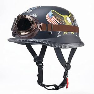 Retro Persoonlijkheid Zomer Amerikaanse Motor Cruiser Helm, Ademende Elektrische Scooter Helm Tweede Wereldoorlog Militaire Halve Helm, Bromfiets Straat Helm, ECE Gecertificeerd