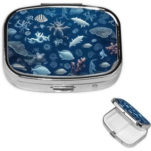 Pillendoosje Pillendoosje 2 compartimenten kleine pillenorganizer voor portemonnee en zak reizen pillendoos onderwater mariene leven schattige medicijnorganisator pillencontainer houder om vitamines