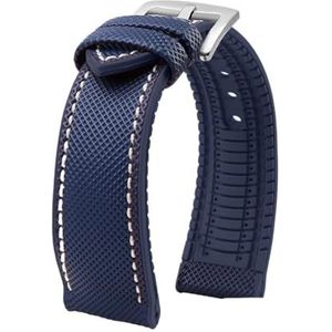 Fit for Longines Seiko water ghost Hamilton serie nylon rubber Onderkant horlogeband 20mm 22mm 23 Band mannen zachte Waterdichte Polsband (Color : Blue White silver A, Size : 19mm)