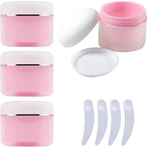 SDGBCXD, 4 stuks, lege, transparante, matte 50 g roze plastic cosmetische potten met schroefdeksel, 50 ml container for lotionscrème ，Cosmetische potten(150ml)