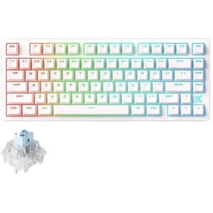 QPSJXN Mchose JET75 mechanische toetsenbordkabel, bedraad, RGB aangepaste magnetische schakelaars, 8K polling rate pc-accessoires voor (Blue Ice White)