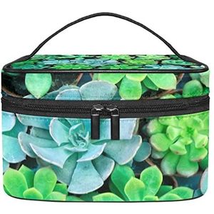 Vetplanten make-up organizer tas, reismake-up tas organizer case draagbare cosmetische tas voor vrouwen en meisjes toiletartikelen, Meerkleurig, 22.5x15x13.8cm/8.9x5.9x5.4in