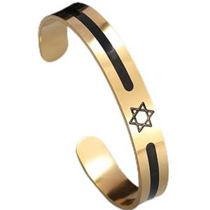 Israëlische Davidster symbool Open armband roestvrij staal zeshoekige ster van David schild Manchet armband mannen Joodse sieraden