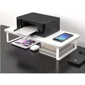 Tafel voor Printer Printerkastje Hout Printer Stand Printer Rack Beugel Kantoor Desktop Bestand Opbergrek Kleine Plank Zet Printer Rack Kantoor Printertafel Printerstandaard(White,52 * 21 * 14.2cm)