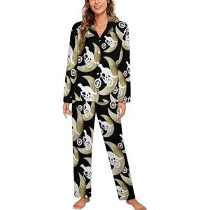 Dionsaur Halve Maan Lange Mouw Pyjama Sets voor Vrouwen Klassieke Nachtkleding Nachtkleding Zachte Pjs Lounge Sets