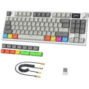 ATTACK SHARK K86 75% Draadloos Mechanisch Toetsenbord, 2.4G/BT5.0/USB-C Bedraad Tri-mode Gamingtoetsenbord, QWERTY, 1,2'' TFT HD-Kleurenscherm en Knob, RGB-Backlit Hot-Swap PBT Keycap - GrijsPro