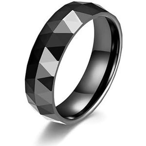 Diamant Eenvoudige Batch Hoek Zirkonia Keramische Heren- en Damesringen Neutrale Trend Reflecterende Lijn Zwarte Ring (Color : Section D, Size : 9#)