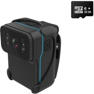Lichaamscamera 1080P HD Draagbare body Actie Camera DV Camcorder Loop Recording Ondersteuning Tf-kaart Nachtzicht Cam MP4 Video voor beveiliging, werkgegevens(Camera Add 32GB)