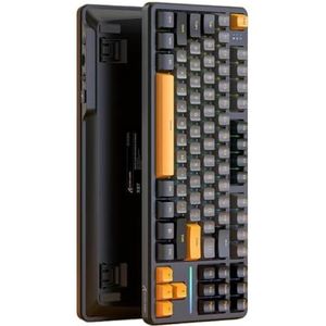 QPSJXN Draadloos gaming-toetsenbord, compacte TKL-lay-out met RGB-backage afdichtingsontwerp, warmwisselschakelaars en connectiviteit met meerdere modi (Starshine Black)